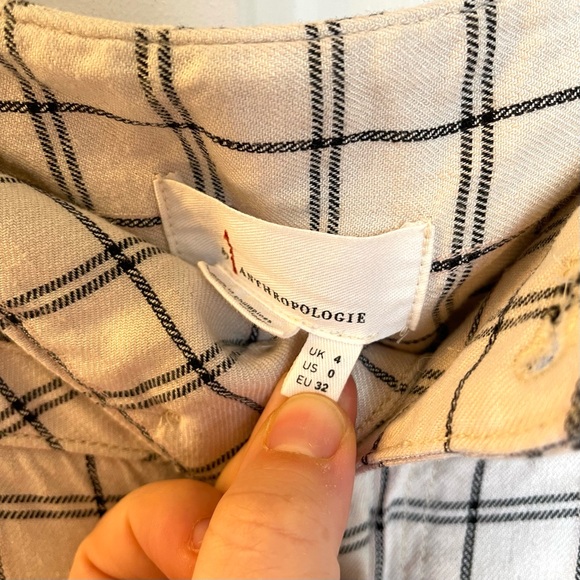 Anthropologie Women’s Linen Windowpane Trousers - Picture 4 of 6